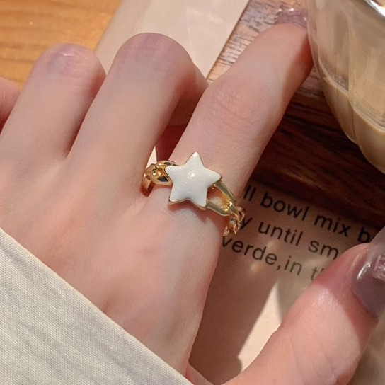 棉条虫超美五角星镂空戒指