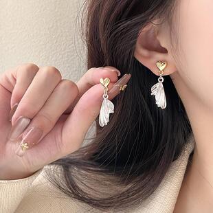 爱心鱼尾耳钉女2024新款爆款独特气质耳环小众设计高级感个性耳饰
