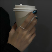 韩国轻奢波光粼粼银色戒指女2023年新款 潮小众素圈戒ins食指戒M15