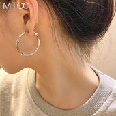 S925银针圈圈耳环2023年新款 潮女小众设计感韩国气质高级感大耳圈
