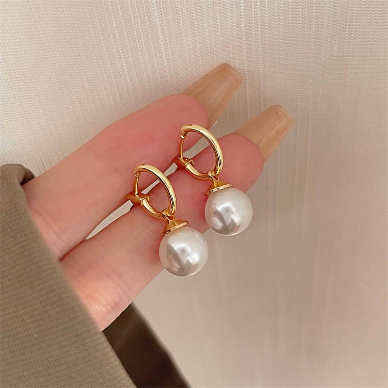 棉条虫合金女珍珠耳扣吊坠