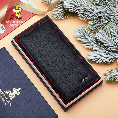 稻草人钱包男士羊皮长款