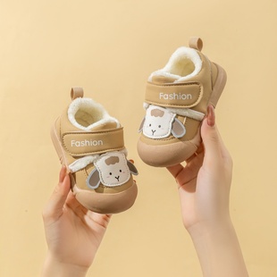 宝宝加绒冬季棉鞋男童2025新款防滑婴幼儿软底女童鞋子拼色机能鞋