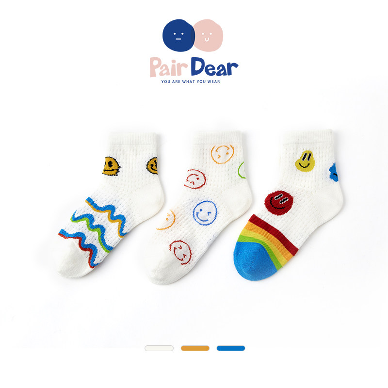 「夏季大网眼」无骨袜子薄款儿童纯棉女童男孩宝宝透气中筒夏天潮