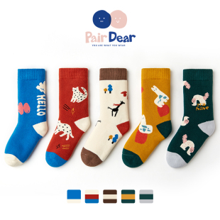 「加厚毛圈款」潮酷男童女童儿童袜子秋冬季纯棉A类中筒袜无骨