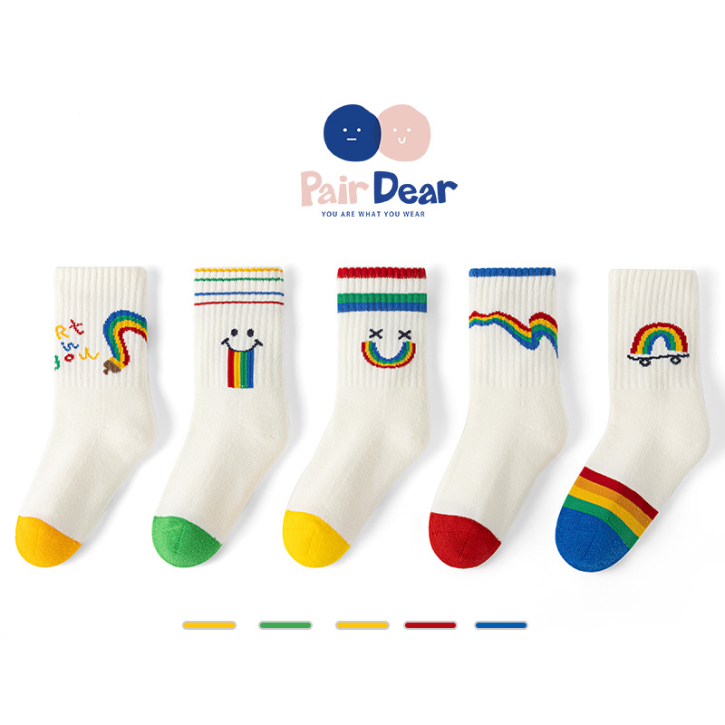 「彩虹瀑布」儿童袜子袜底加厚