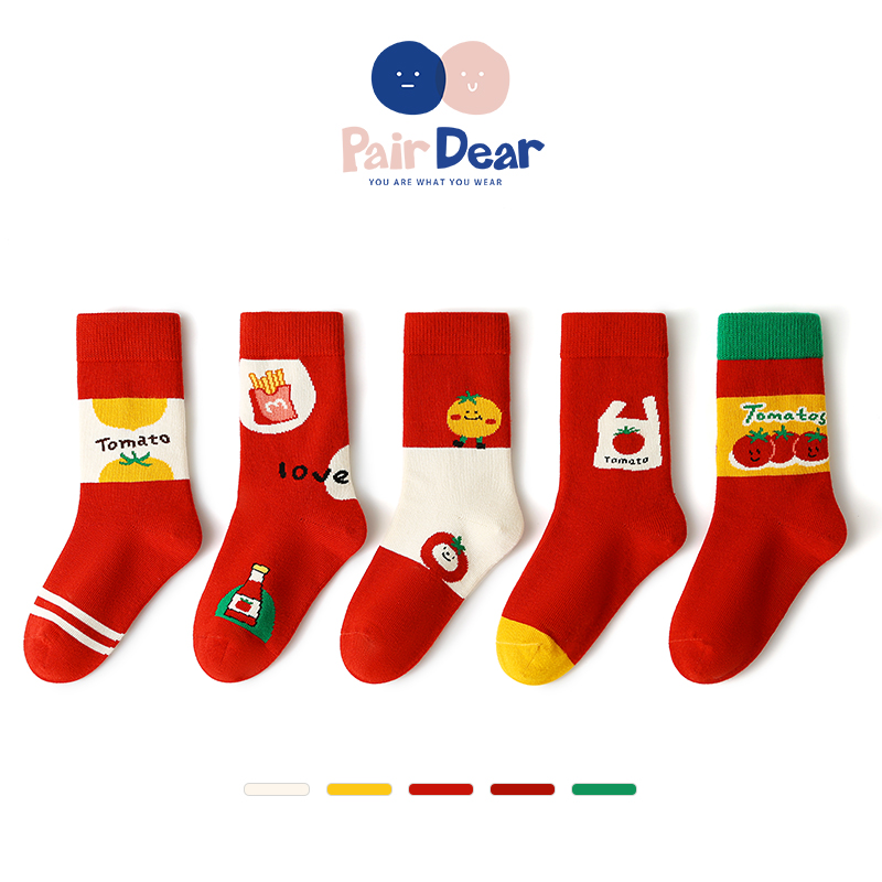「番茄汁」新年红冬季厚袜子