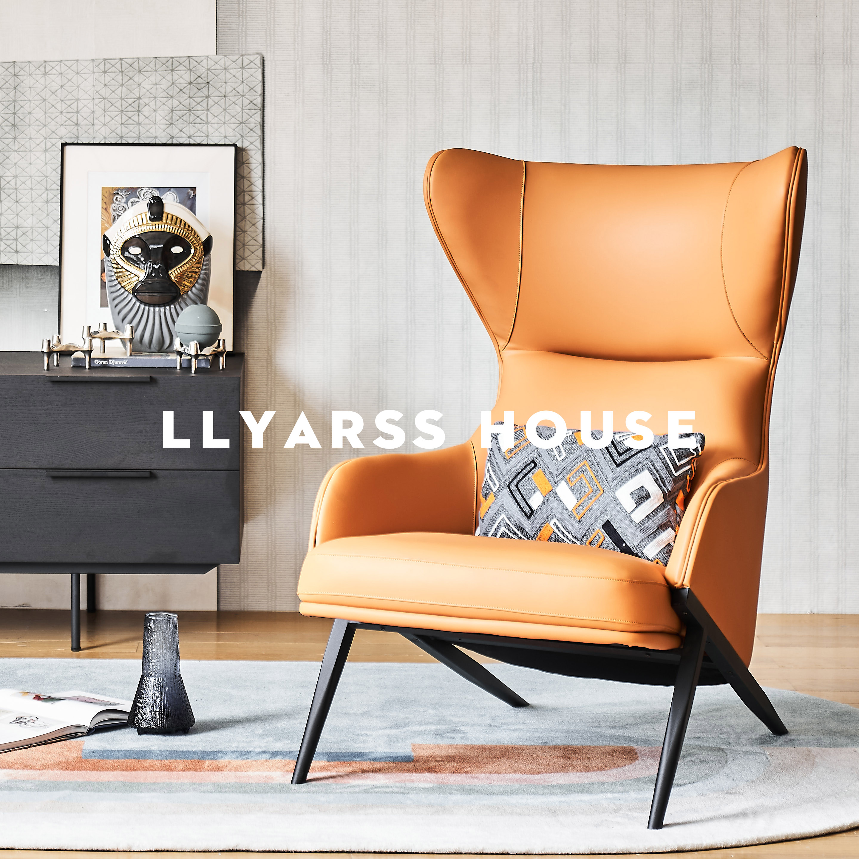 意式风超纤皮单人沙发休闲椅