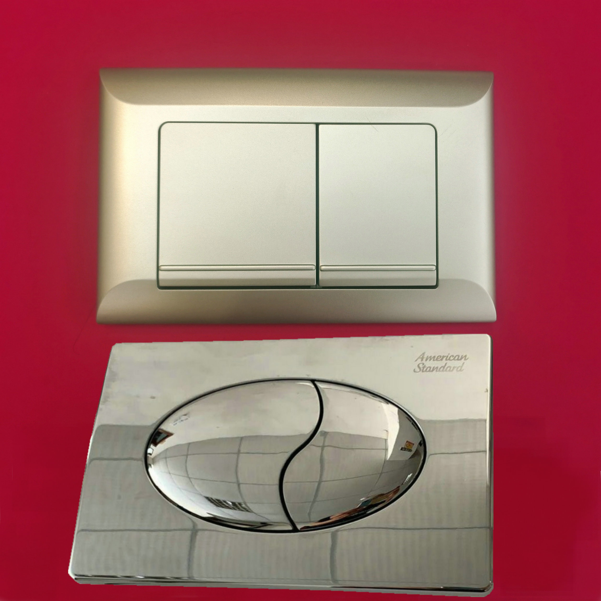 美标入墙水箱冲水面板按钮按件隐藏式壁挂马桶蹲便配件推杆银色