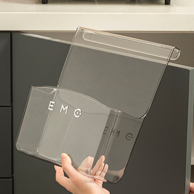 厨房壁挂式保鲜膜收纳盒橱柜门内侧置物架垃圾袋挂篮冰箱侧整理篮