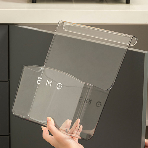 厨房壁挂式保鲜膜收纳盒橱柜门内侧置物架垃圾袋挂篮冰箱侧整理篮