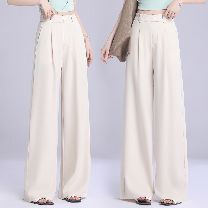 天丝透气西装裤2025春夏新款高腰显瘦慵懒风高级感阔腿裤直筒裤女