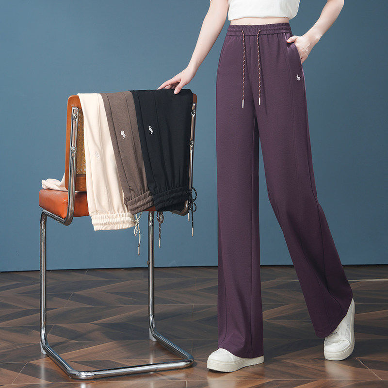 高腰显瘦垂感透气阔腿裤通勤百搭日常运动裤卫裤中年妈妈直筒裤女