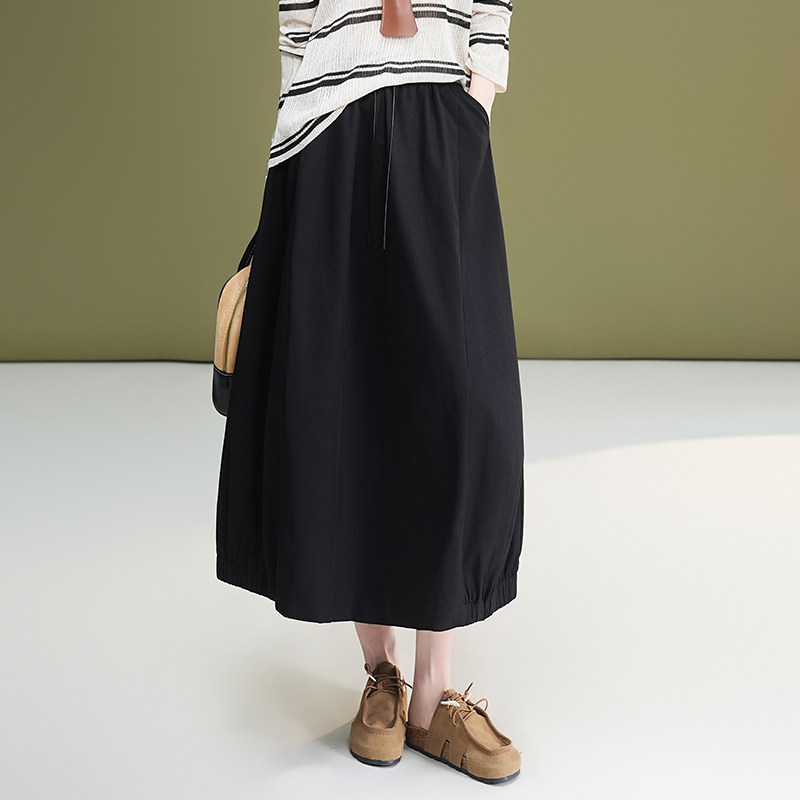 2025年新款秋冬高腰显瘦直筒裙女宽松休闲开叉中长款包臀裙半身裙