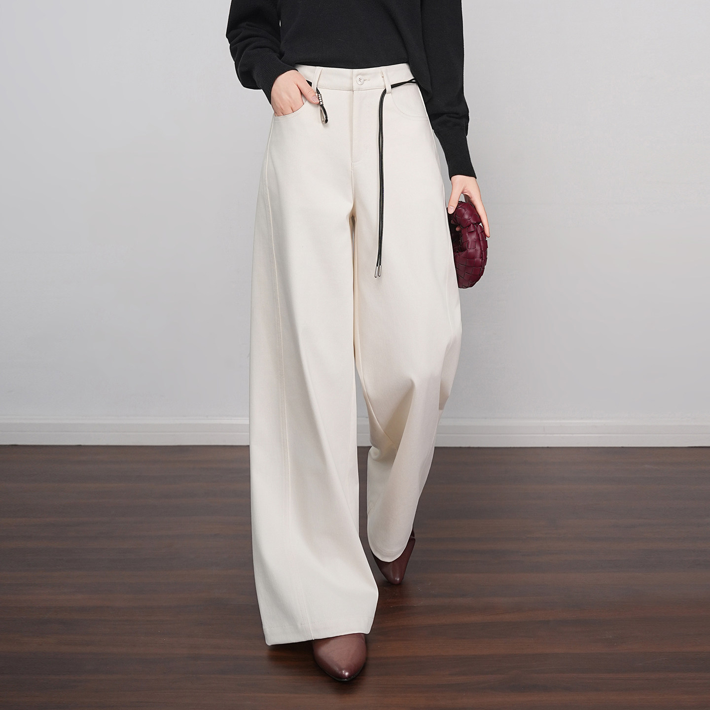 高腰显瘦垂感休闲裤女2025秋季新款宽松百搭阔腿裤拖地裤直筒长裤