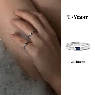 现货 To Vesper 韩国品牌Coldframe 方形蓝色小宝石戒指
