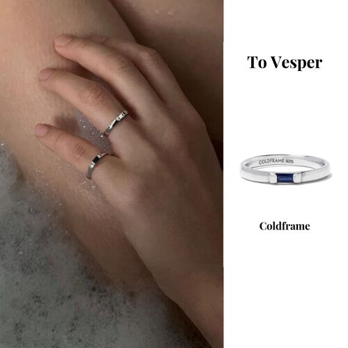 现货 To Vesper 韩国品牌Coldframe 方形蓝色小宝石戒指