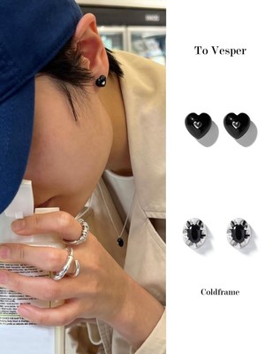 清仓价 To Vesper韩国品牌Coldframe 黑玛瑙耳钉款纯银