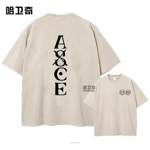 One Piece T-shirt日漫海贼王路飞水洗短袖T恤纯棉宽松原宿风衣服