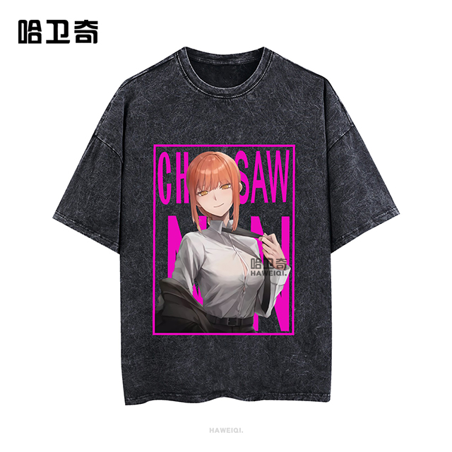 新款水洗纯棉夏秋电锯人链锯人chainsaw man短袖t恤衫男女生宽松