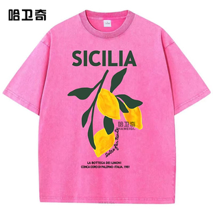 意大利阿马尔菲海岸利蒙Fruit Design短袖T恤Y2K嘻哈宽松棉质上衣
