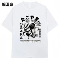 Osaka T-shirt, Osaka Dotonbori Drunken Octopus, Black Gate Fish Market Pufferfish theme short-sleeved T-shirt, 1990s thumbnail 6
