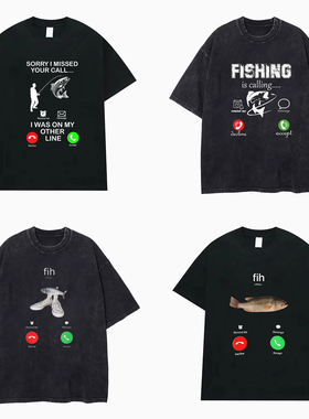Fih钓鱼短袖T恤衫Calling Remind Me Message Decline Accept TEE