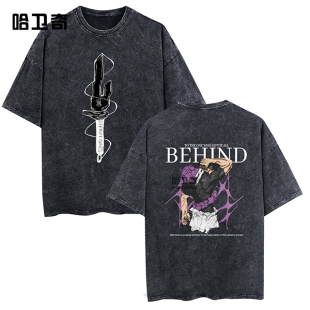 动漫Jujutsu Kaisen咒术回战伏黑甚尔纯棉夏季复古水洗黑短袖T恤