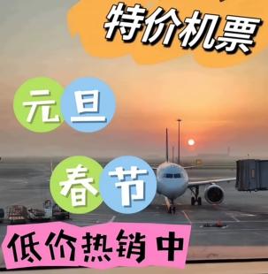 特价机票优惠机票代订假期元旦春节寒假出行代订折扣机票各大航司