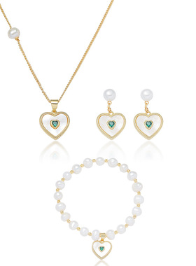 淡水珍珠钛钢女项链小众时尚套装