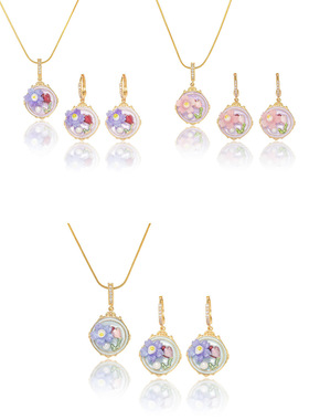 项链女欧美花朵法式气质巴洛克天然淡水珍珠项链油画风套装项饰女