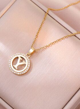 项链女 日韩风时尚字母Y字项链新品钛钢项链配饰吊坠饰品女锁骨链