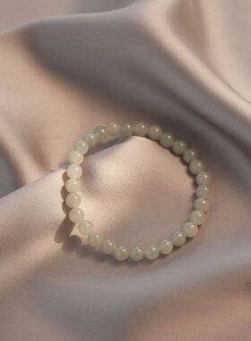 和田玉手链天然新疆晴水和田玉手串高冰种晴水和田玉圆珠手链批发