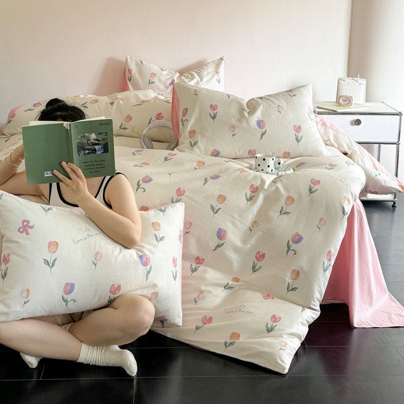2024新款直播热款全棉印花四件套纯棉学生三件套床笠款床单款套件