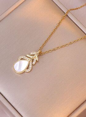 项链女 新款小清新贝壳锆石羽毛吊坠项链小众设计感锁骨链饰品女