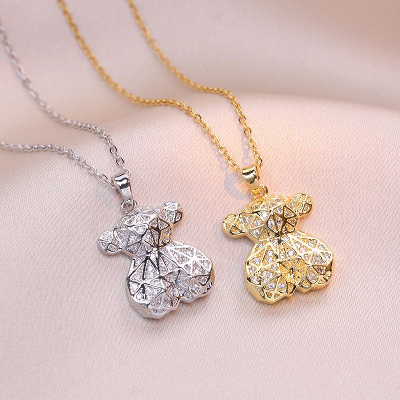 项链女 欧美跨境新款小熊项链简约吊坠网红时尚简约项链饰品