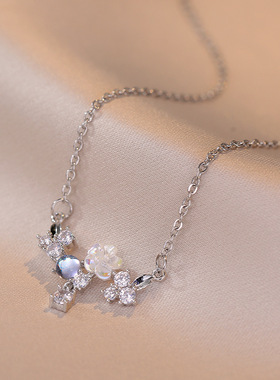 项链女 网红锆石花朵ins风小众极光石气质时尚日韩风配饰锁骨链