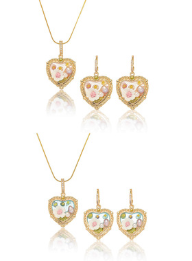 项链女欧美爱心法式气质巴洛克天然淡水珍珠项链油画风套装项饰女