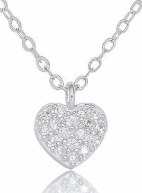 S925银锆石桃心小众设计心形项链