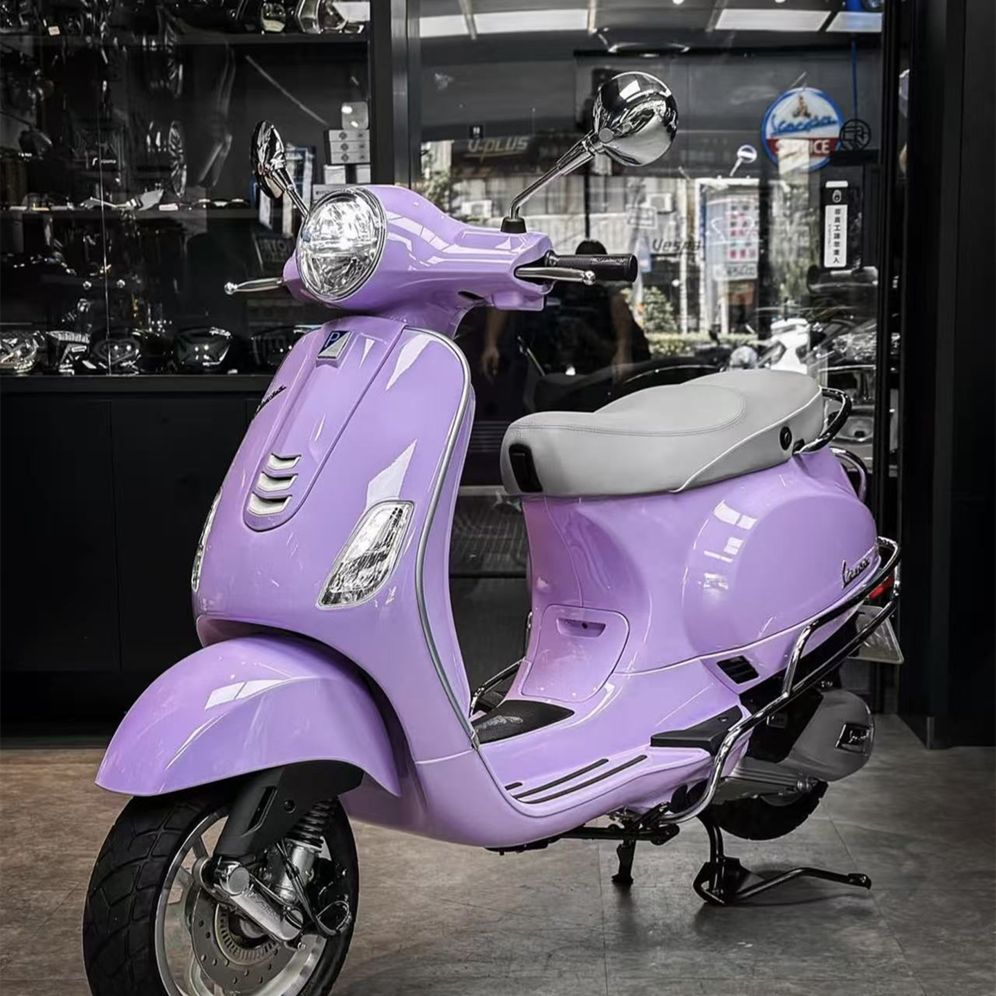 踏板车通用电镀短杆高清后视镜