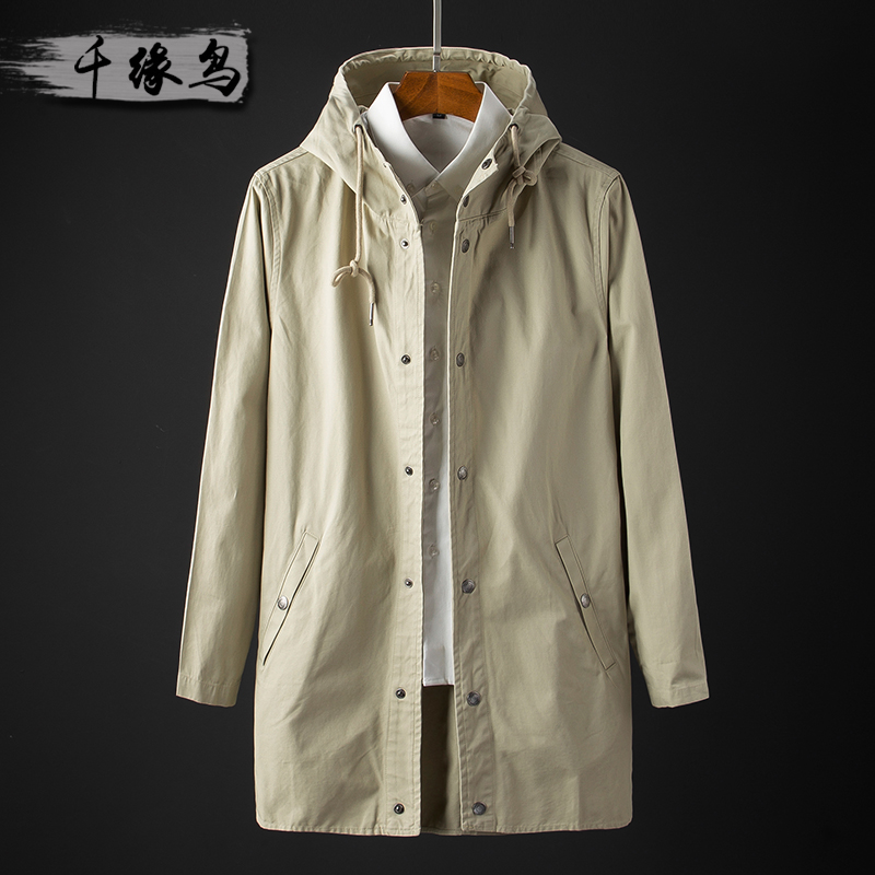 2020春秋新款韩版潮流风衣中长款男卡其帅气披风大码牛仔夹克外套