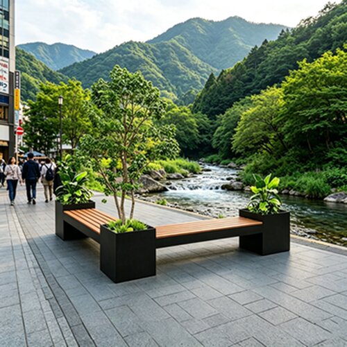 户外花栏可坐长条花箱坐椅组合