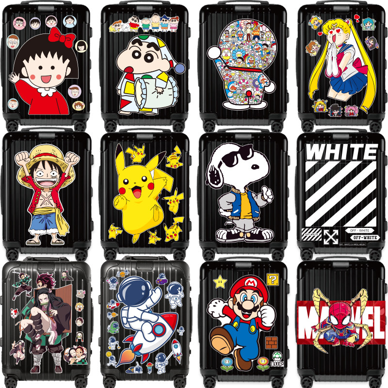 超大张行李箱贴纸旅行拉杆箱子贴画整张可爱卡通贴潮牌防水大号贴