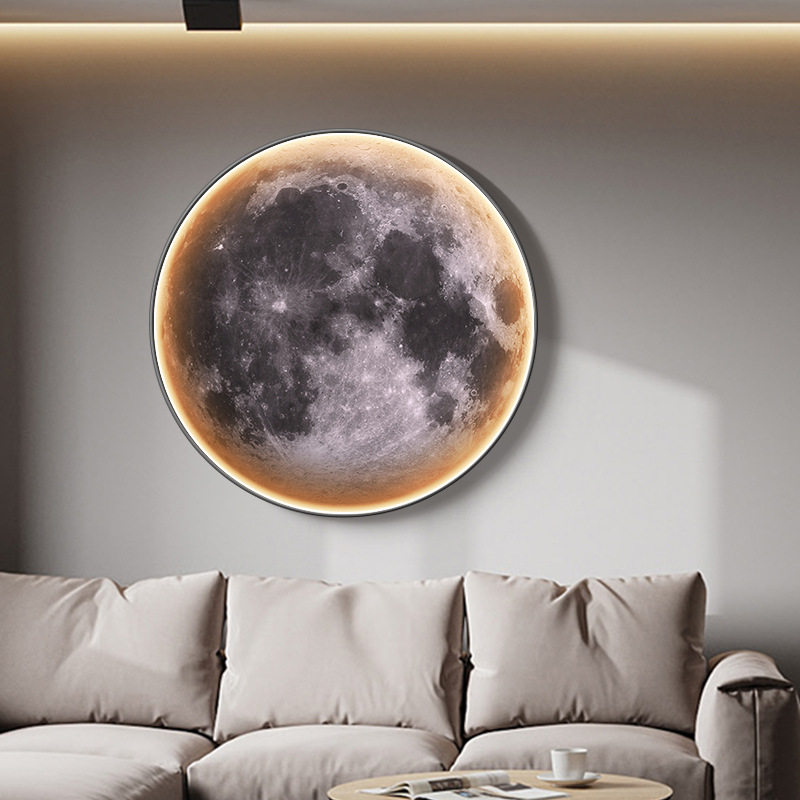 儿童房装饰画LED发光灯画圆形星球挂画主题餐厅酒店走廊过道壁画
