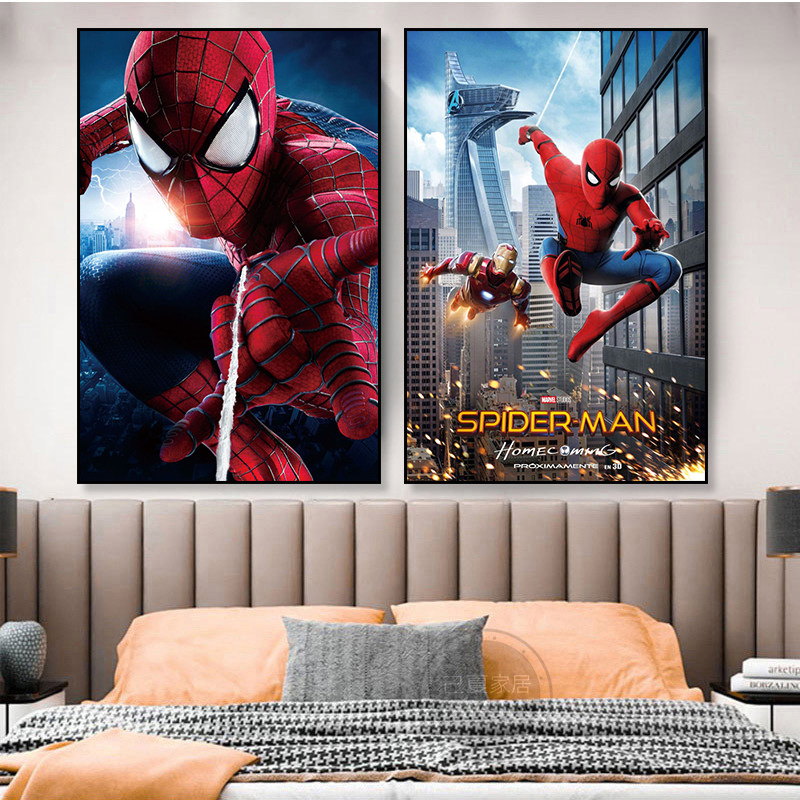 漫威装饰画客厅餐厅私人影院挂画蜘蛛侠英雄电影儿童房卧室壁画