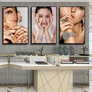 珠宝店挂画金店寄卖行背景墙钻戒装饰画首饰店戒指手链项链壁画