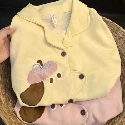 可爱卡通德绒保暖睡衣女2025秋冬季新款加绒加厚羊毛衫家居服套装