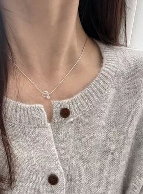 S925银白水晶锆石项链女款