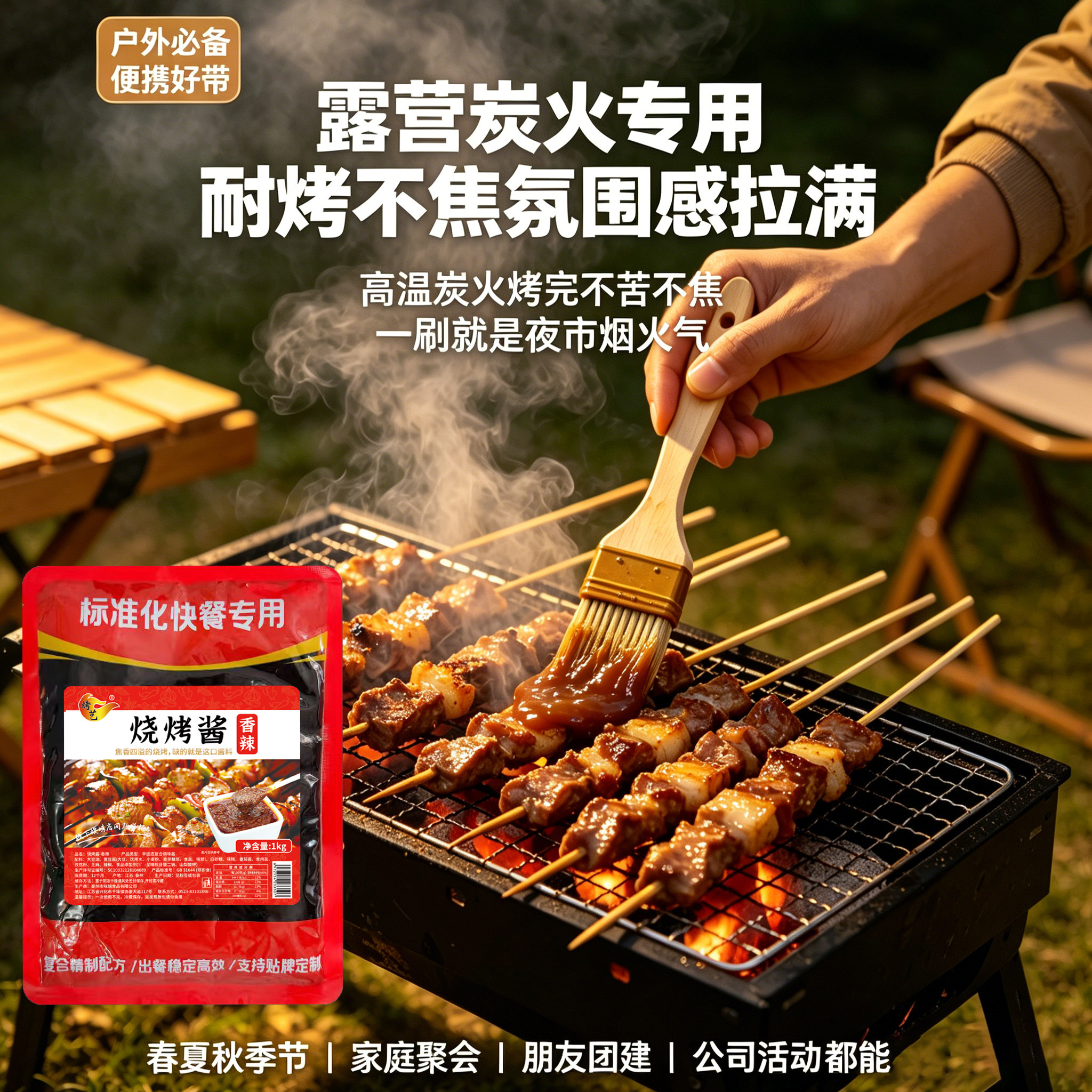 户外烟火烧烤酱高温炭火不焦糊烤串刷酱家庭聚会操作简单调味酱料