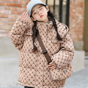 女童短款加厚小背包免洗羽绒服